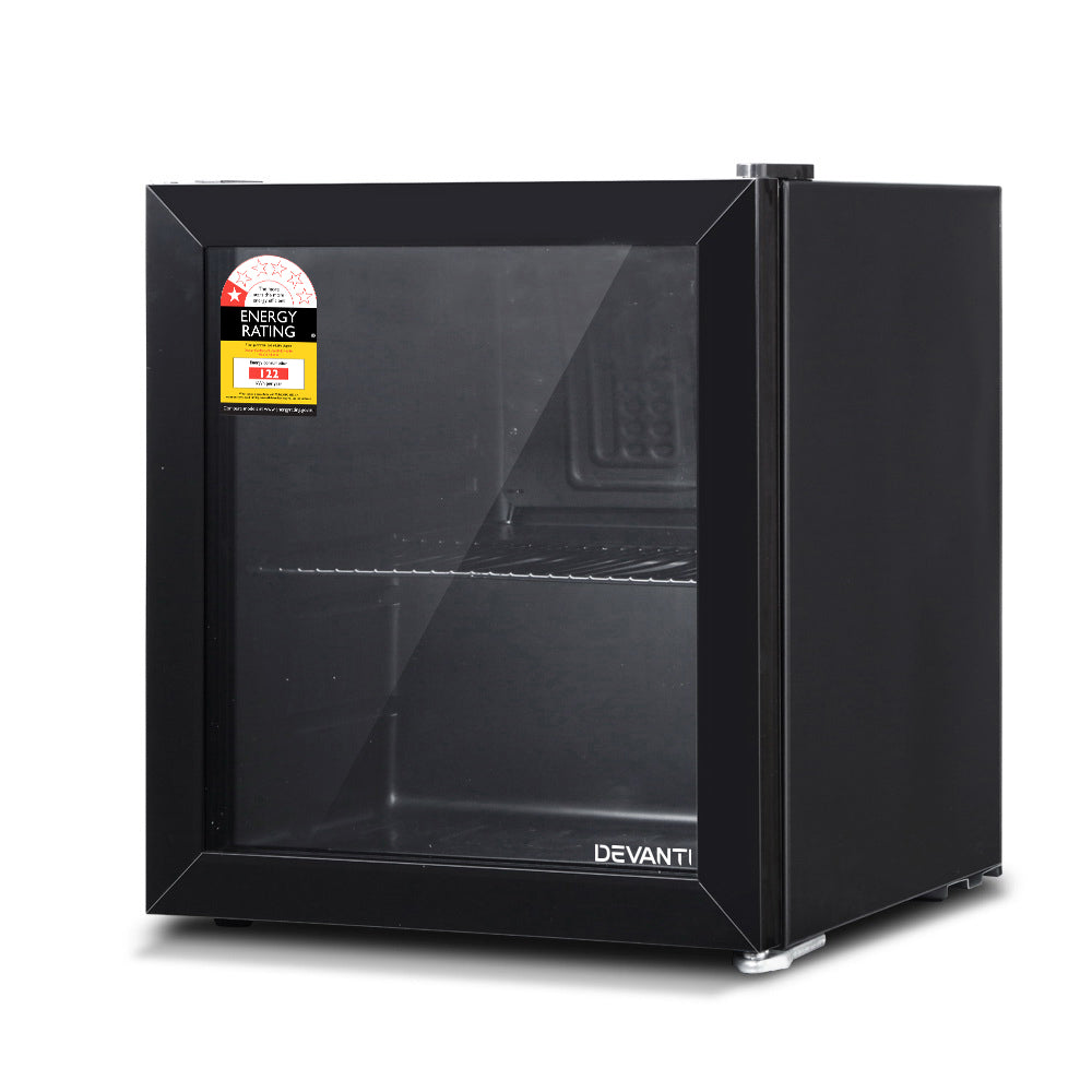 Fridges: Devanti 46L Bar Fridge Glass Door Black