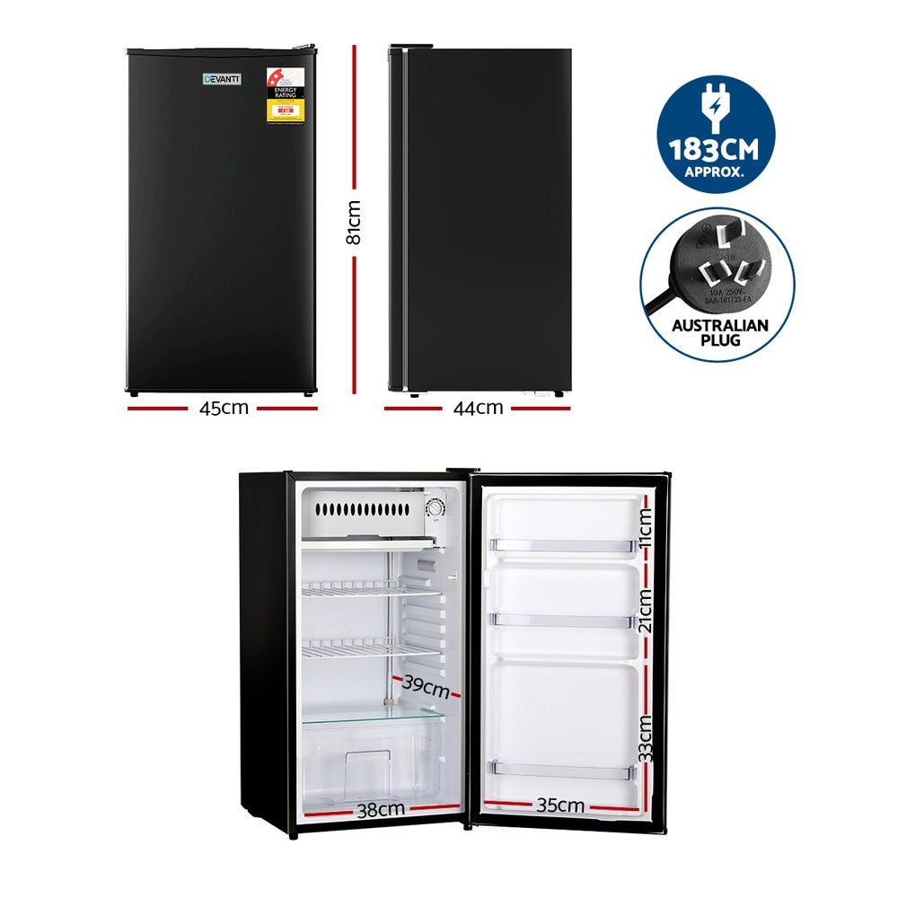 Fridges: Devanti 95L Bar Fridge Black