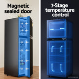 Devanti 122L Two Door Bar Fridge Mini Fridge with Freezer Black