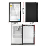 Fridges: Devanti 105L Bar Fridge Glass Door Mini Fridge Countertop Cooler Black