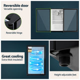 Fridges: Devanti 105L Bar Fridge Glass Door Mini Fridge Countertop Cooler Black