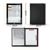 Freezers: Devanti 56L Bar Fridge Glass Door Mini Fridge Countertop Cooler Black