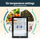 Freezers: Devanti 56L Bar Fridge Glass Door Mini Fridge Countertop Cooler Black