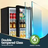Freezers: Devanti 56L Bar Fridge Glass Door Mini Fridge Countertop Cooler Black