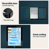 Freezers: Devanti 56L Bar Fridge Glass Door Mini Fridge Countertop Cooler Black