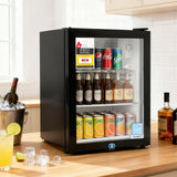 Freezers: Devanti 56L Bar Fridge Glass Door Mini Fridge Countertop Cooler Black