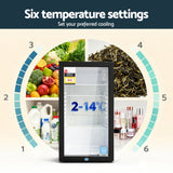 Fridges: Devanti 78L Bar Fridge Glass Door Mini Fridge Countertop Cooler Black