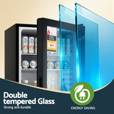 Fridges: Devanti 78L Bar Fridge Glass Door Mini Fridge Countertop Cooler Black