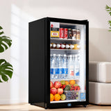 Fridges: Devanti 78L Bar Fridge Glass Door Mini Fridge Countertop Cooler Black
