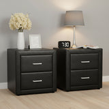 Bedside Tables: Artiss 2X Bedside Table 2 Drawers Side Table Leather - CADEN Black