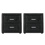 Bedside Tables: Artiss 2X Bedside Table 2 Drawers Side Table Leather - CADEN Black