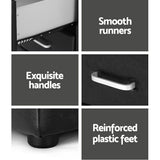 Bedside Tables: Artiss 2X Bedside Table 2 Drawers Side Table Leather - CADEN Black