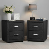 Bedside Tables: Artiss 2X Bedside Table 2 Drawers Fabric - CADEN Charcoal