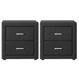 Bedside Tables: Artiss 2X Bedside Table 2 Drawers Fabric - CADEN Charcoal