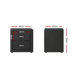 Bedside Tables: Artiss 2X Bedside Table 2 Drawers Fabric - CADEN Charcoal