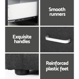 Bedside Tables: Artiss 2X Bedside Table 2 Drawers Fabric - CADEN Charcoal