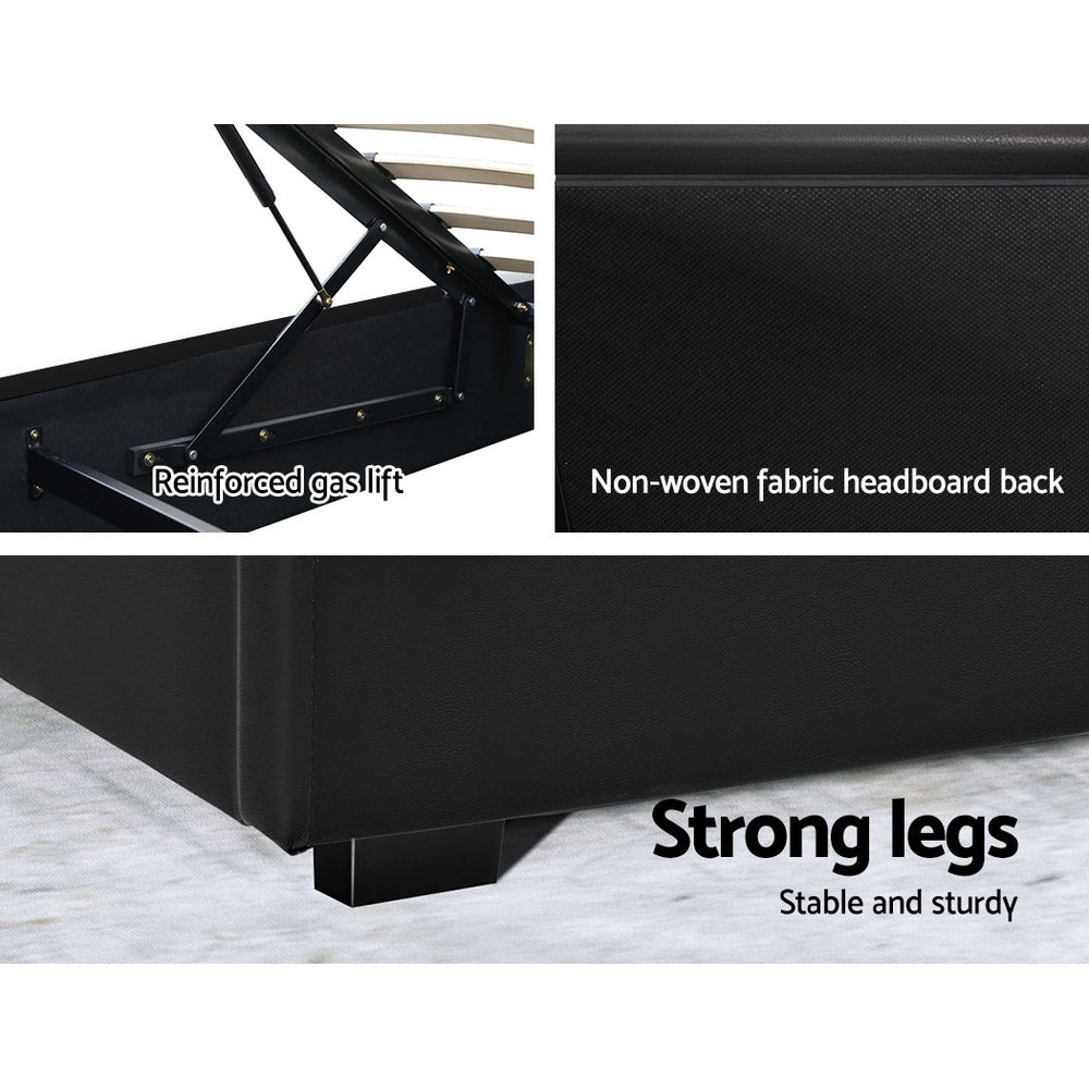 Beds & Bed Frames: Artiss Bed Frame Queen Size LED Gas Lift Black COLE