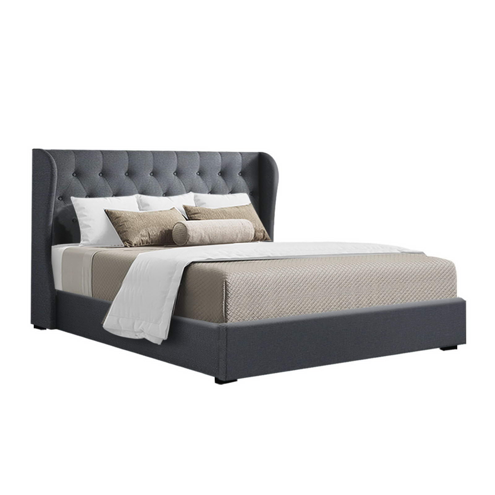 Beds & Bed Frames: Artiss Bed Frame King Size Gas Lift Charcoal ISSA