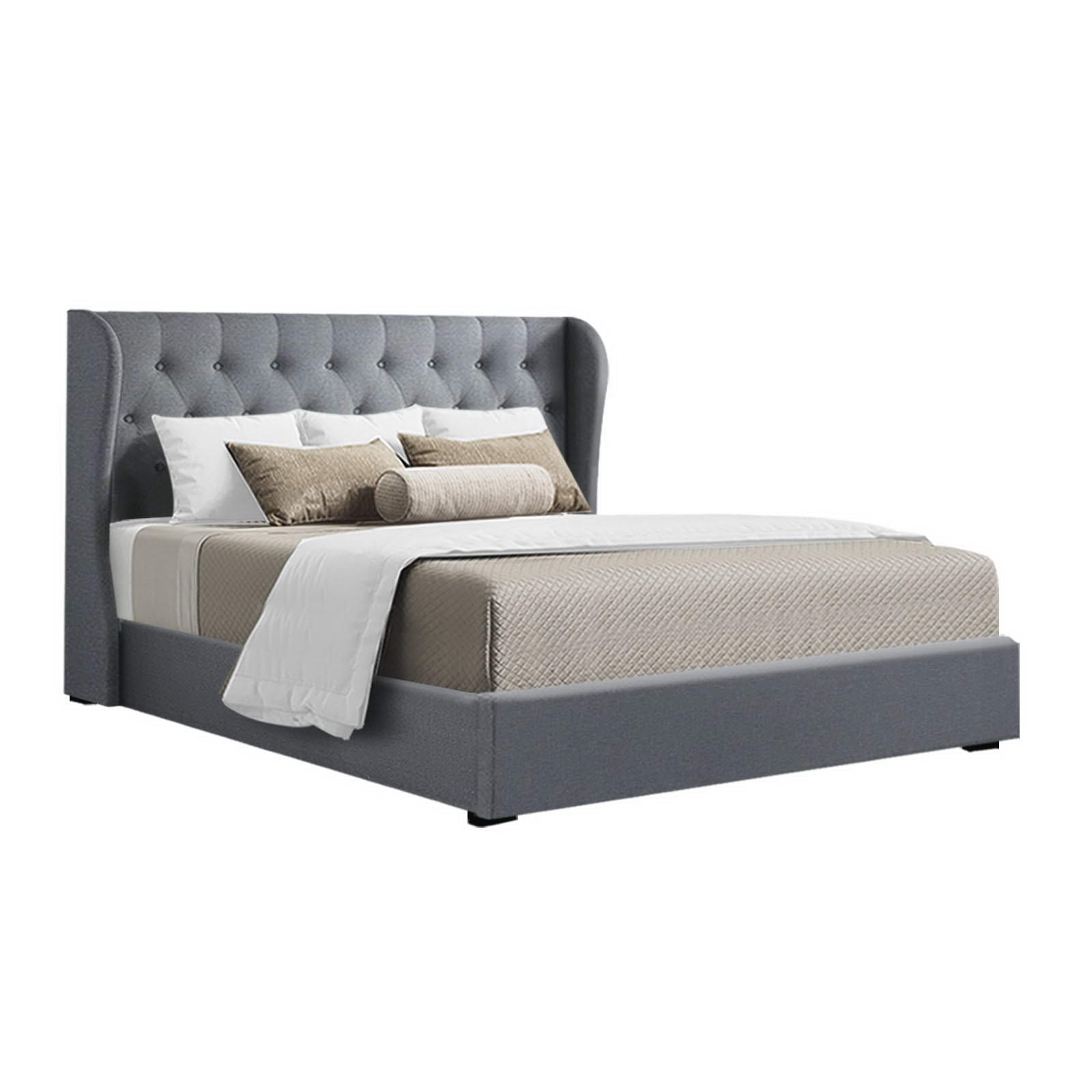 Beds & Bed Frames: Artiss Bed Frame Queen Size Gas Lift Grey ISSA