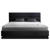 Artiss Bed Frame King Size LED Gas Lift Black LUMI