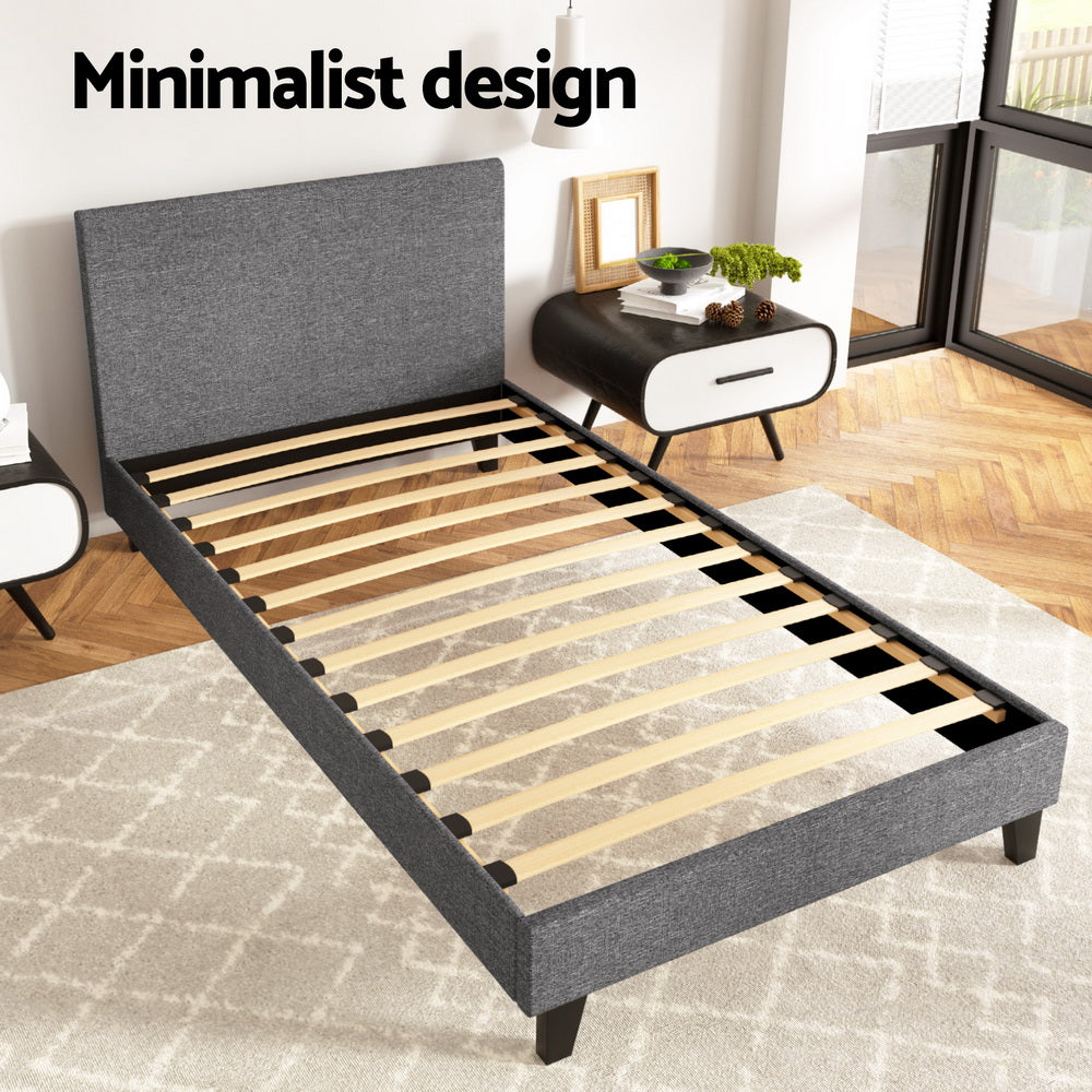 Beds & Bed Frames: Artiss Bed Frame King Single Size Grey NEO