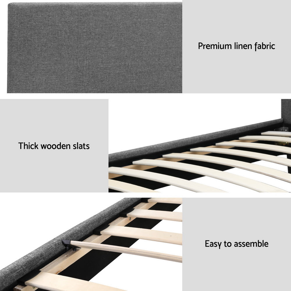 Beds & Bed Frames: Artiss Bed Frame King Single Size Grey NEO
