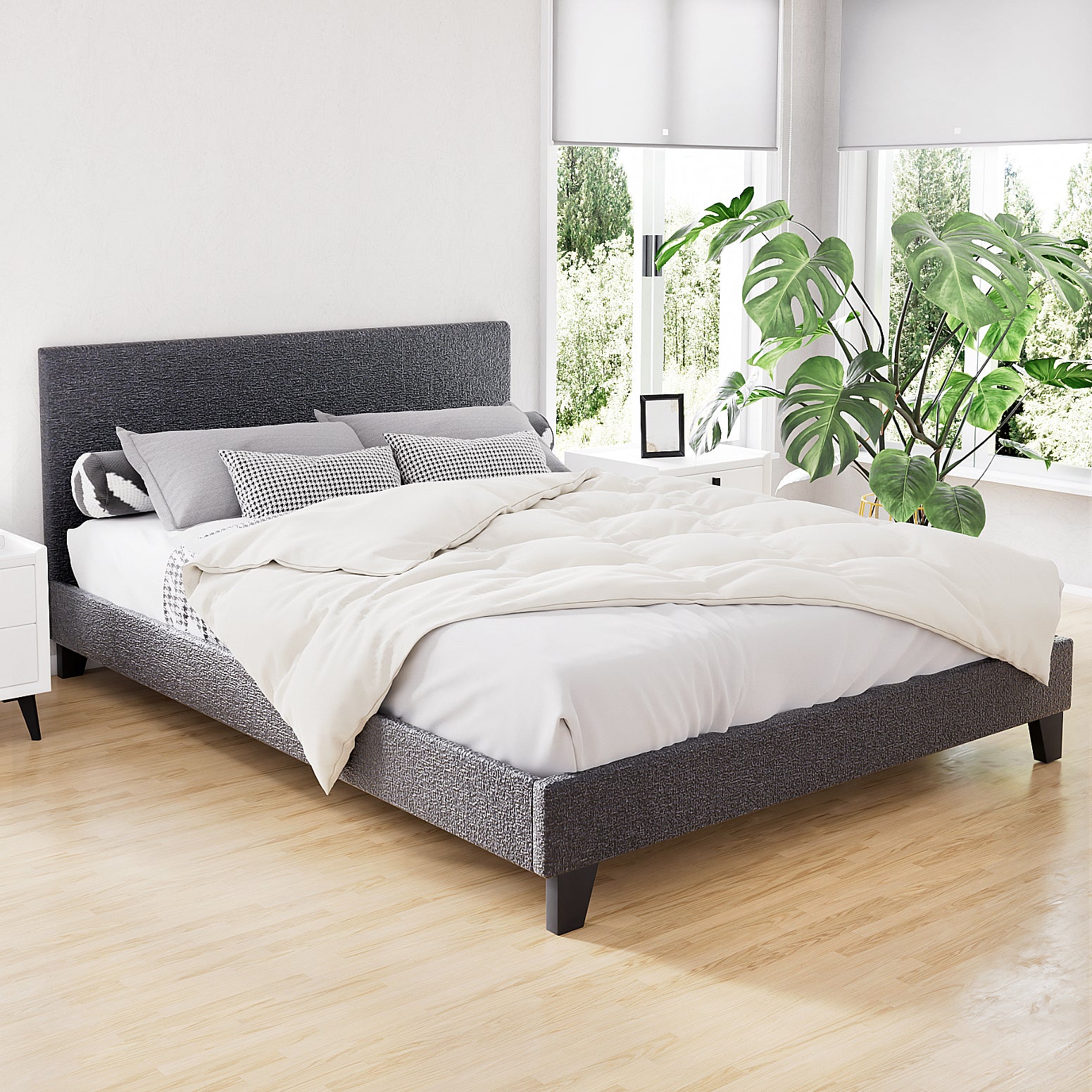 Beds & Bed Frames: Artiss Bed Frame Queen Size Charcoal NEO