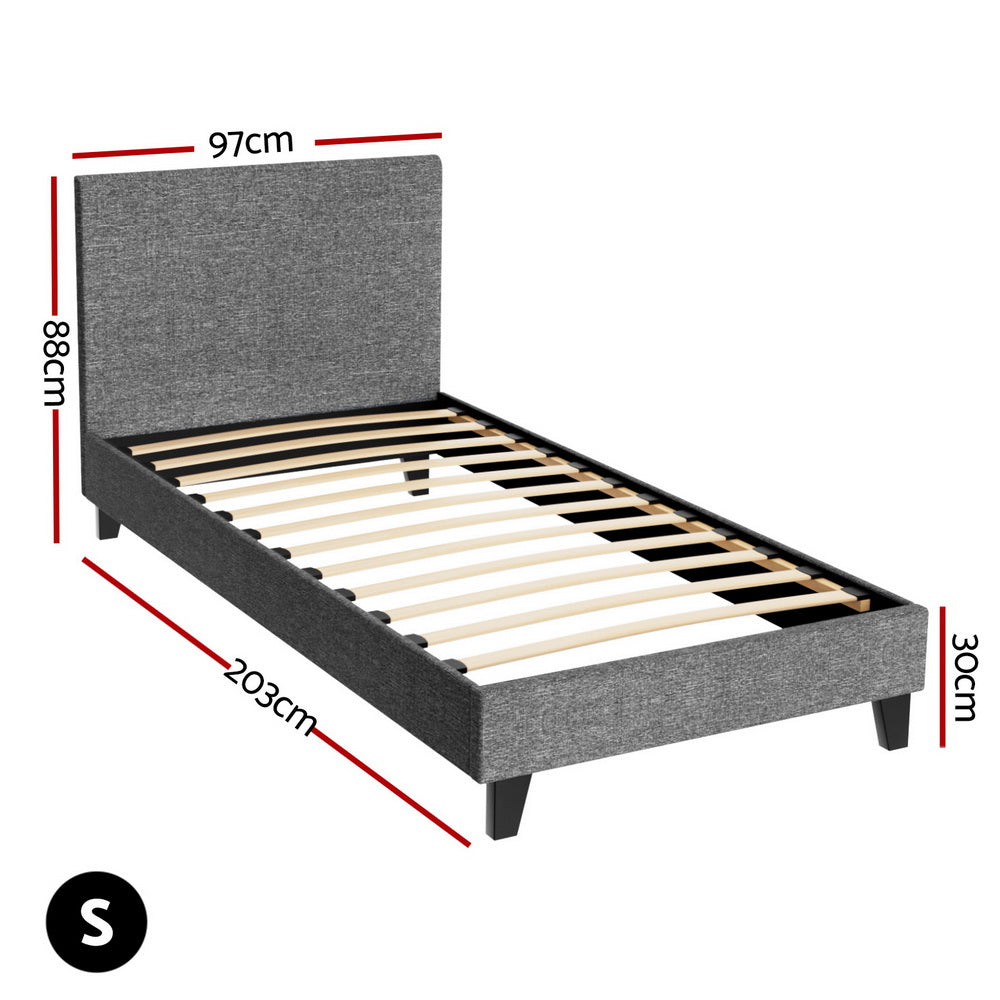 Beds & Bed Frames: Artiss Bed Frame Single Size Grey NEO