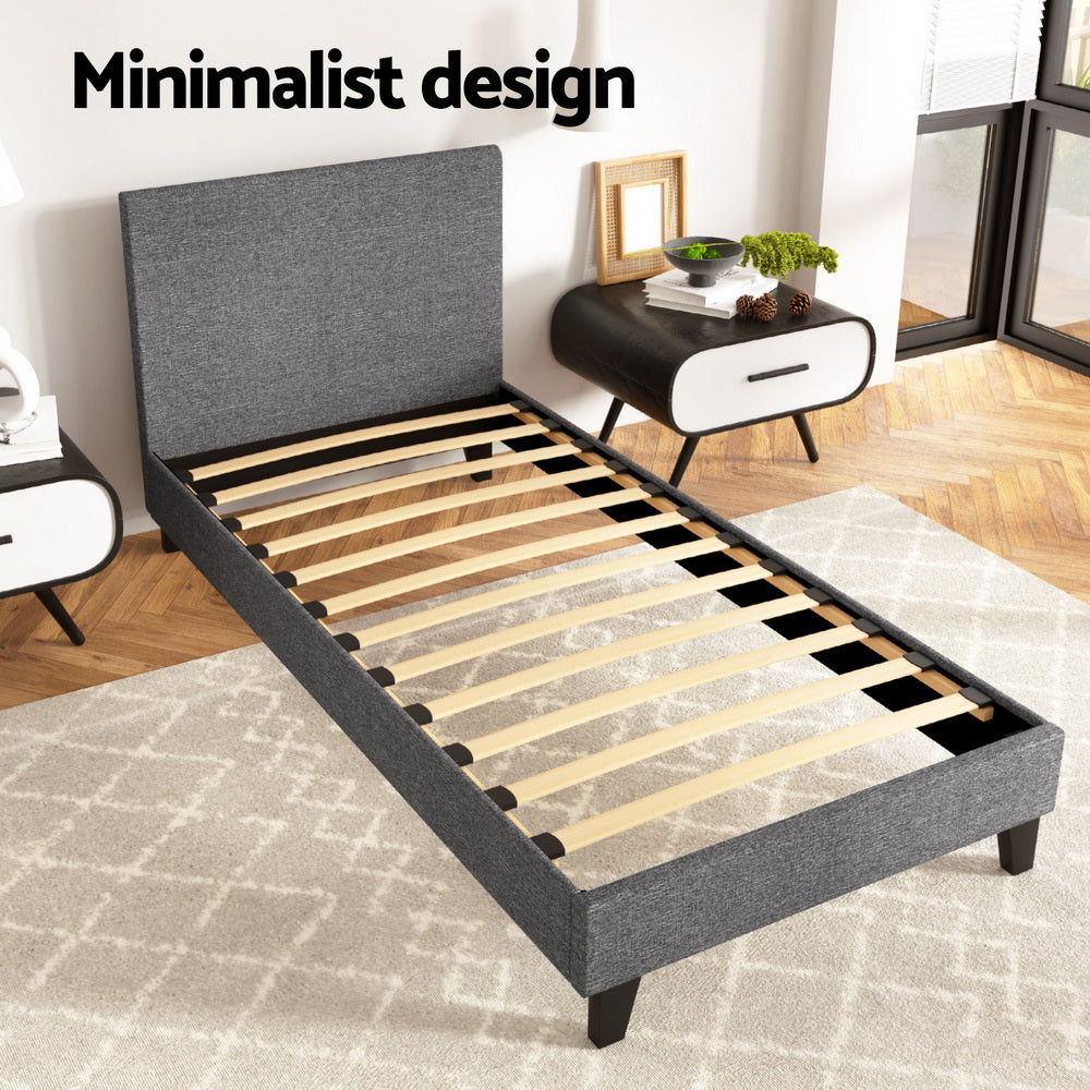 Beds & Bed Frames: Artiss Bed Frame Single Size Grey NEO