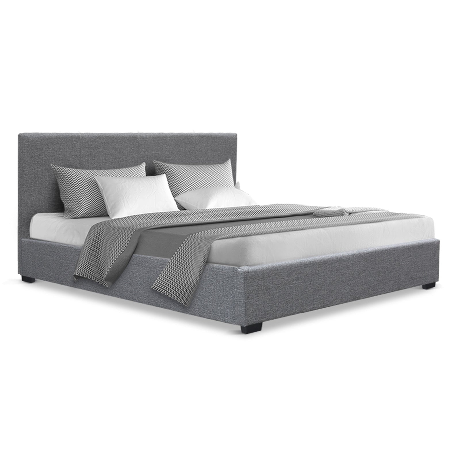 Beds & Bed Frames: Artiss Bed Frame Double Size Gas Lift Grey NINO