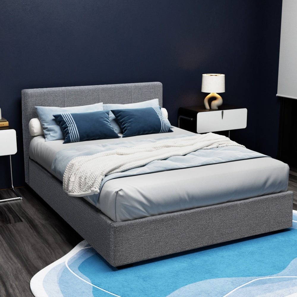 Beds & Bed Frames: Artiss Bed Frame Double Size Gas Lift Grey NINO