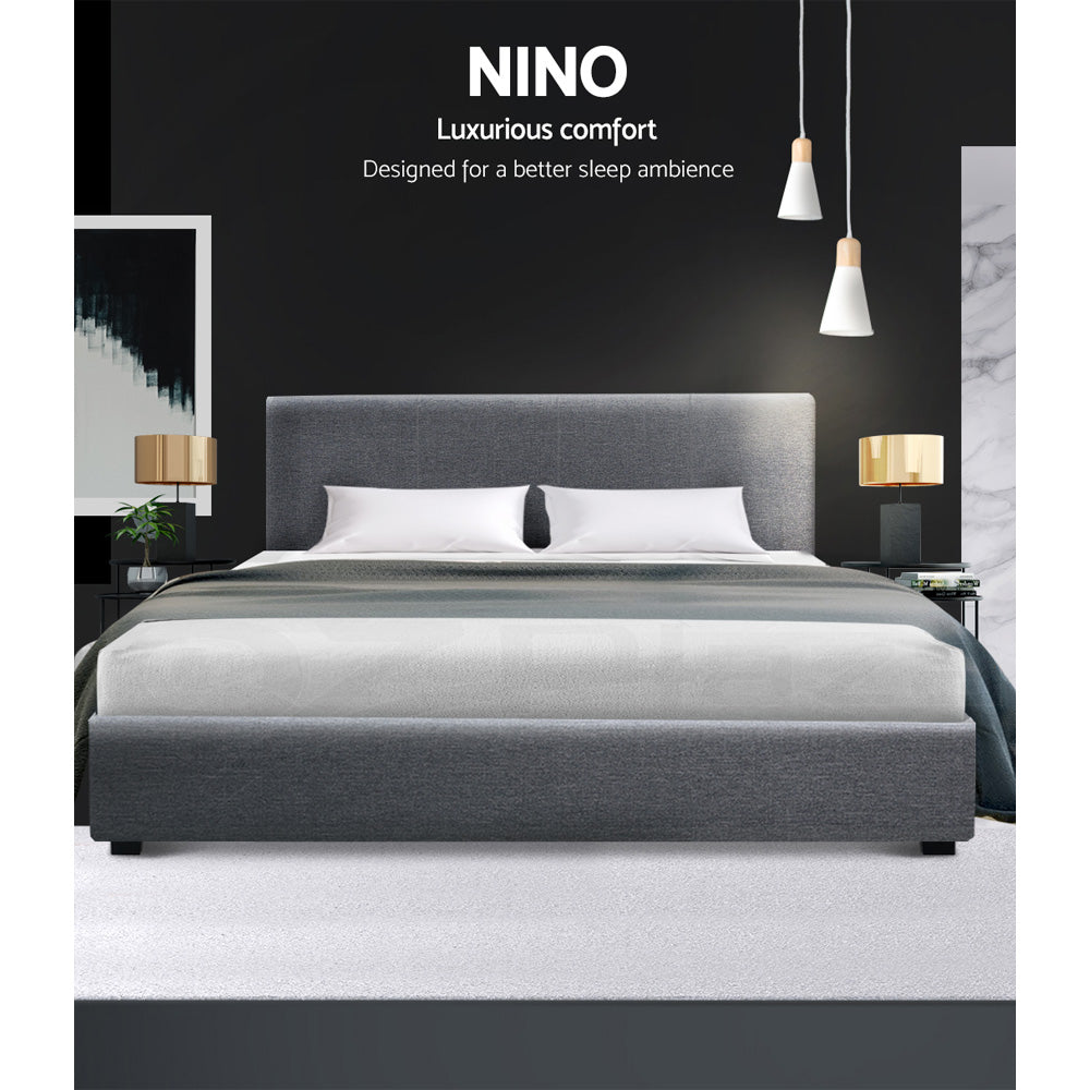 Beds & Bed Frames: Artiss Bed Frame Double Size Gas Lift Grey NINO