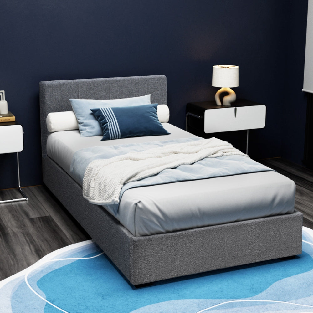 Beds & Bed Frames: Artiss Bed Frame King Single Size Gas Lift Grey NINO