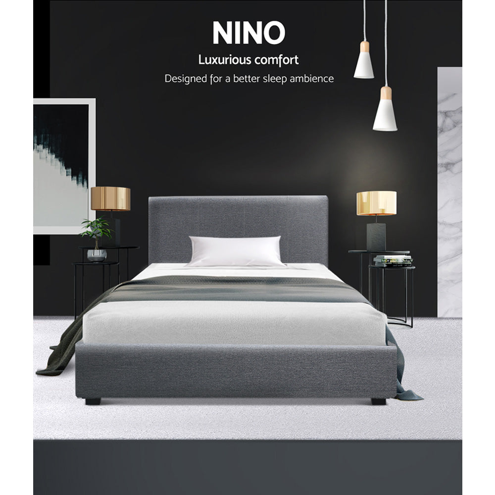Beds & Bed Frames: Artiss Bed Frame King Single Size Gas Lift Grey NINO