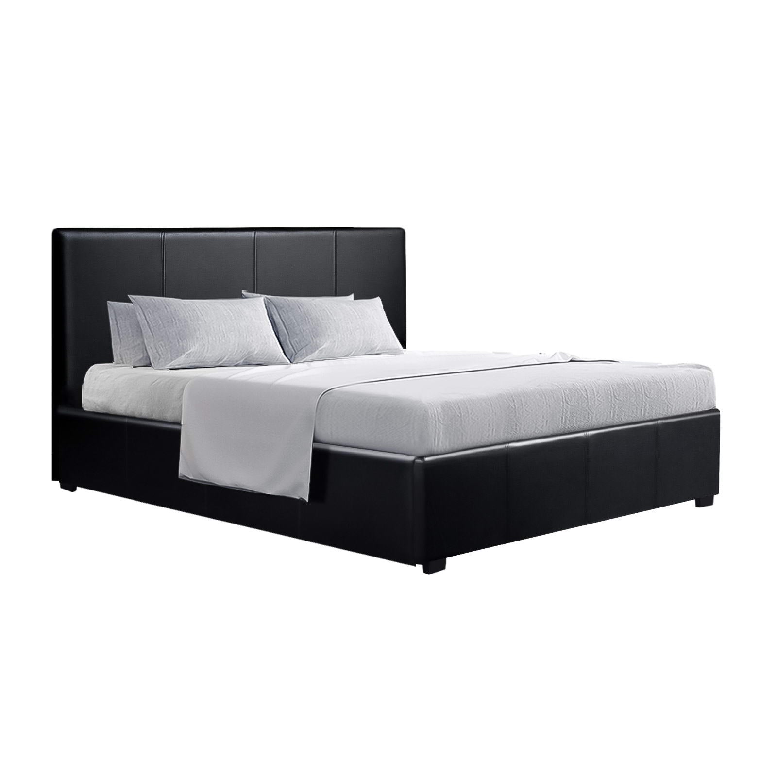Beds & Bed Frames: Artiss Bed Frame Queen Size Gas Lift Black NINO