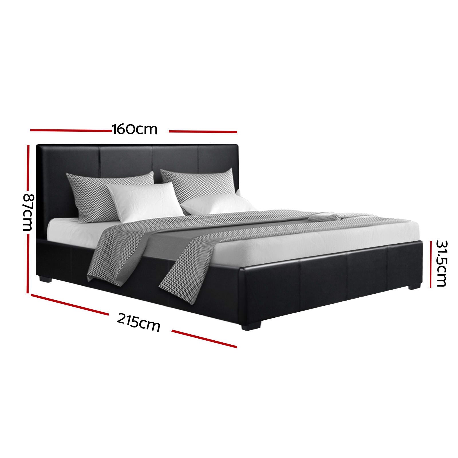 Beds & Bed Frames: Artiss Bed Frame Queen Size Gas Lift Black NINO