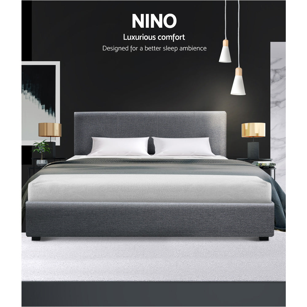 Beds & Bed Frames: Artiss Bed Frame Queen Size Gas Lift Grey NINO