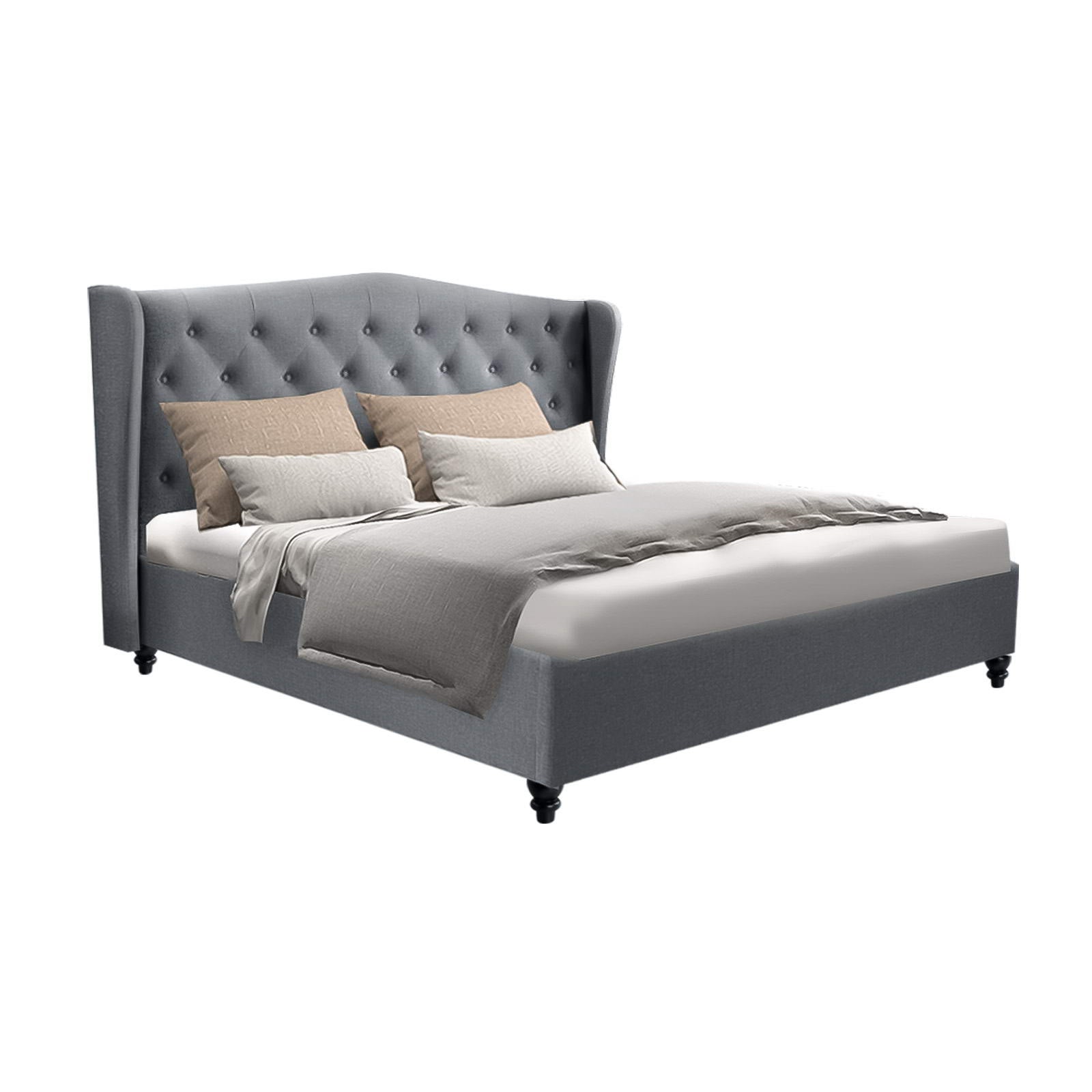 Beds & Bed Frames: Artiss Bed Frame Double Size Grey PIER