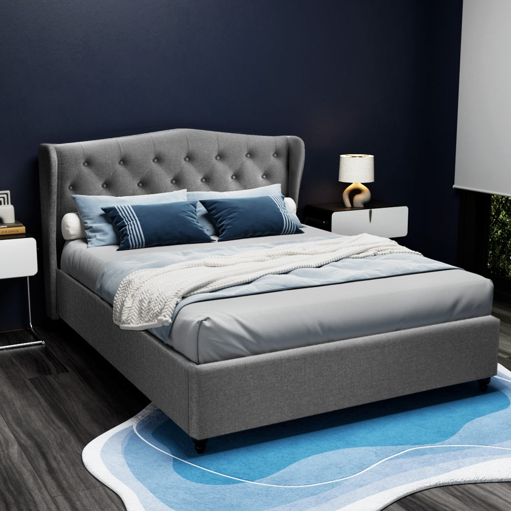 Beds & Bed Frames: Artiss Bed Frame Double Size Grey PIER