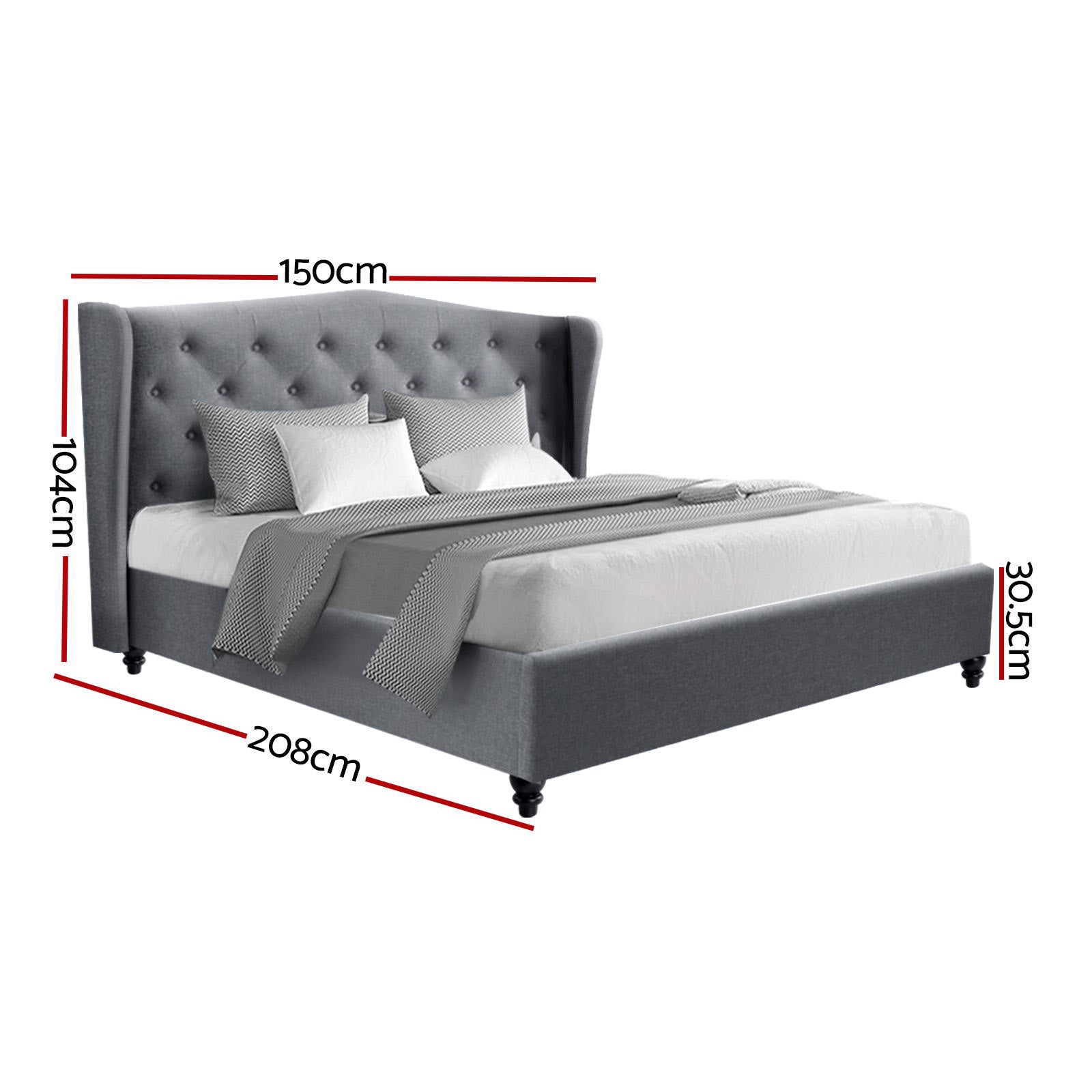 Beds & Bed Frames: Artiss Bed Frame Double Size Grey PIER