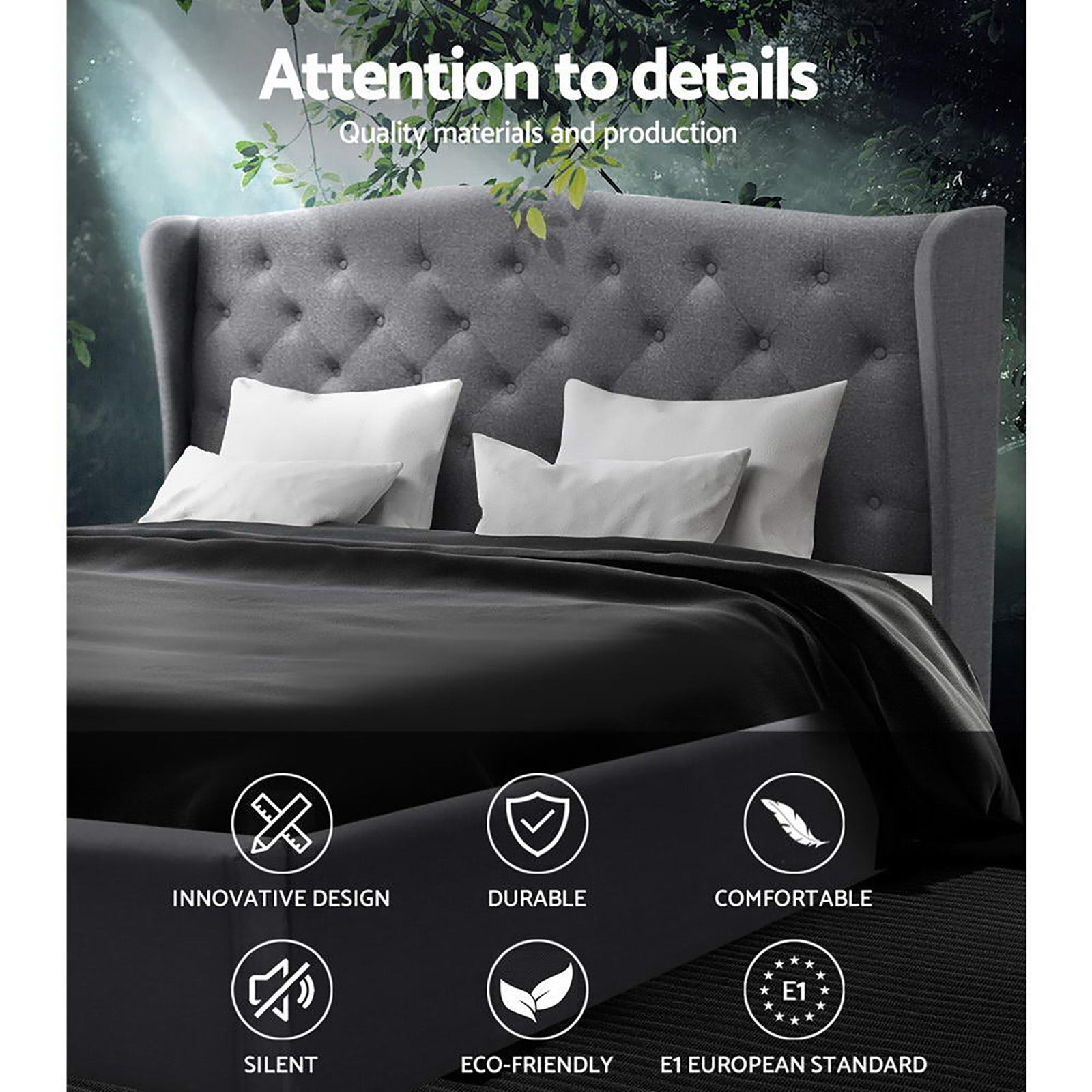 Beds & Bed Frames: Artiss Bed Frame Double Size Grey PIER
