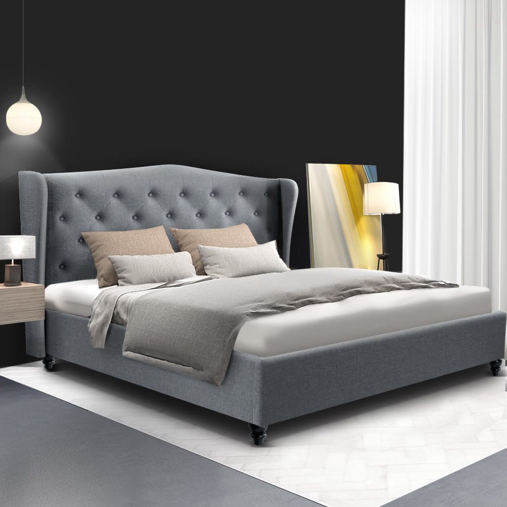 Beds & Bed Frames: Artiss Bed Frame Double Size Grey PIER