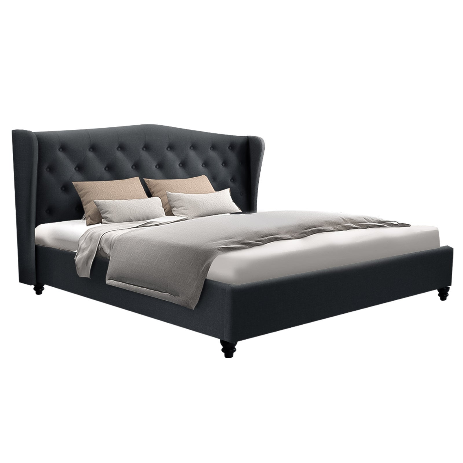 Beds & Bed Frames: Artiss Bed Frame King Size Charcoal PIER