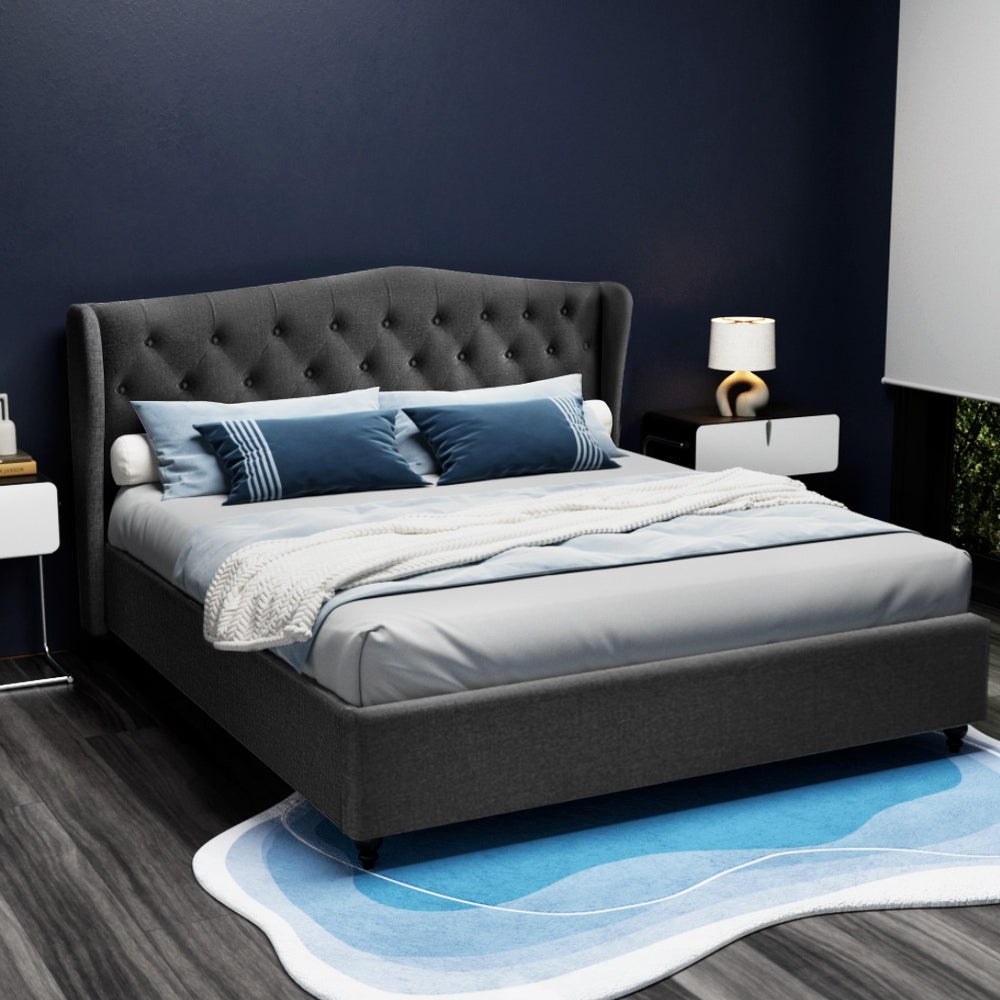 Beds & Bed Frames: Artiss Bed Frame King Size Charcoal PIER