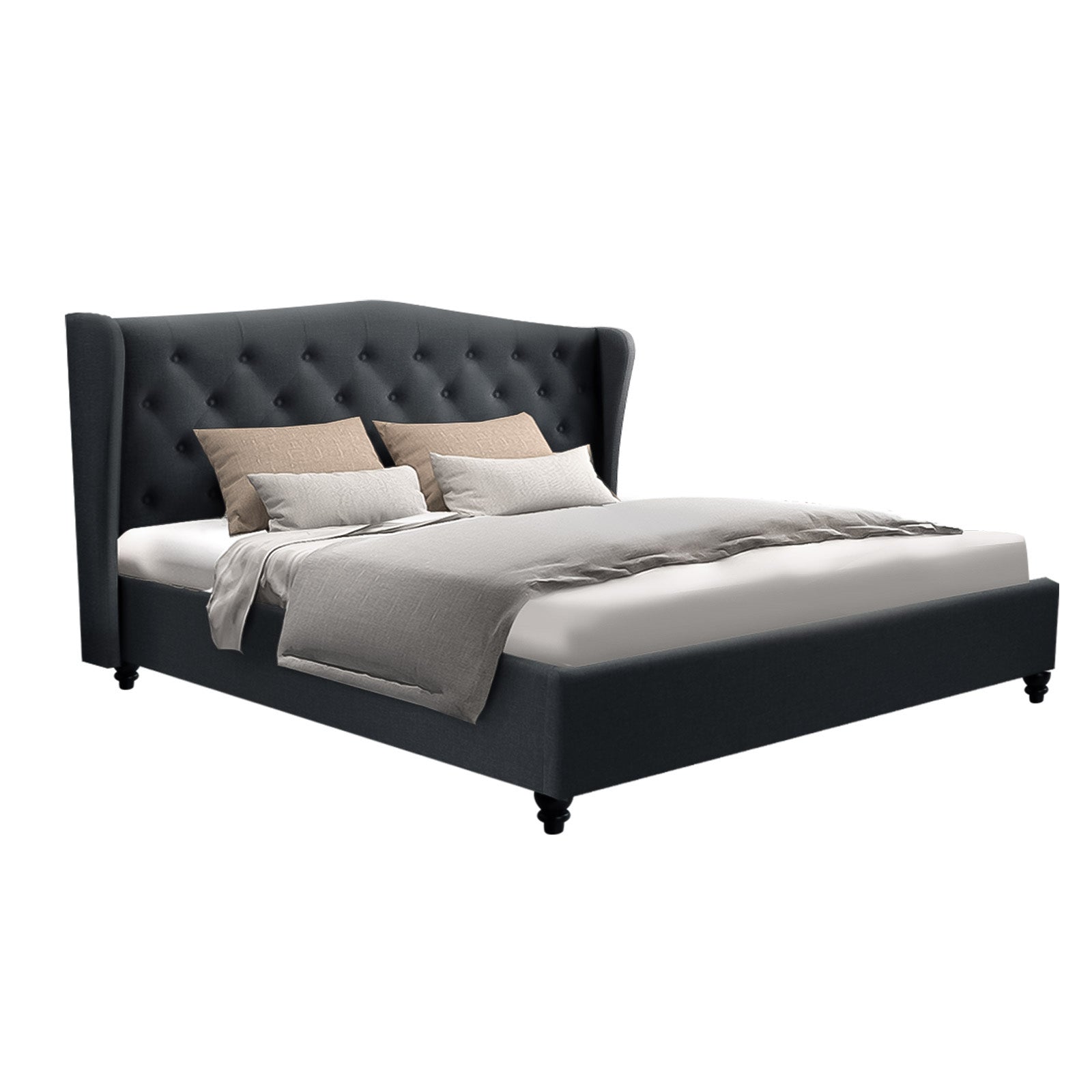Beds & Bed Frames: Artiss Bed Frame Queen Size Charcoal PIER