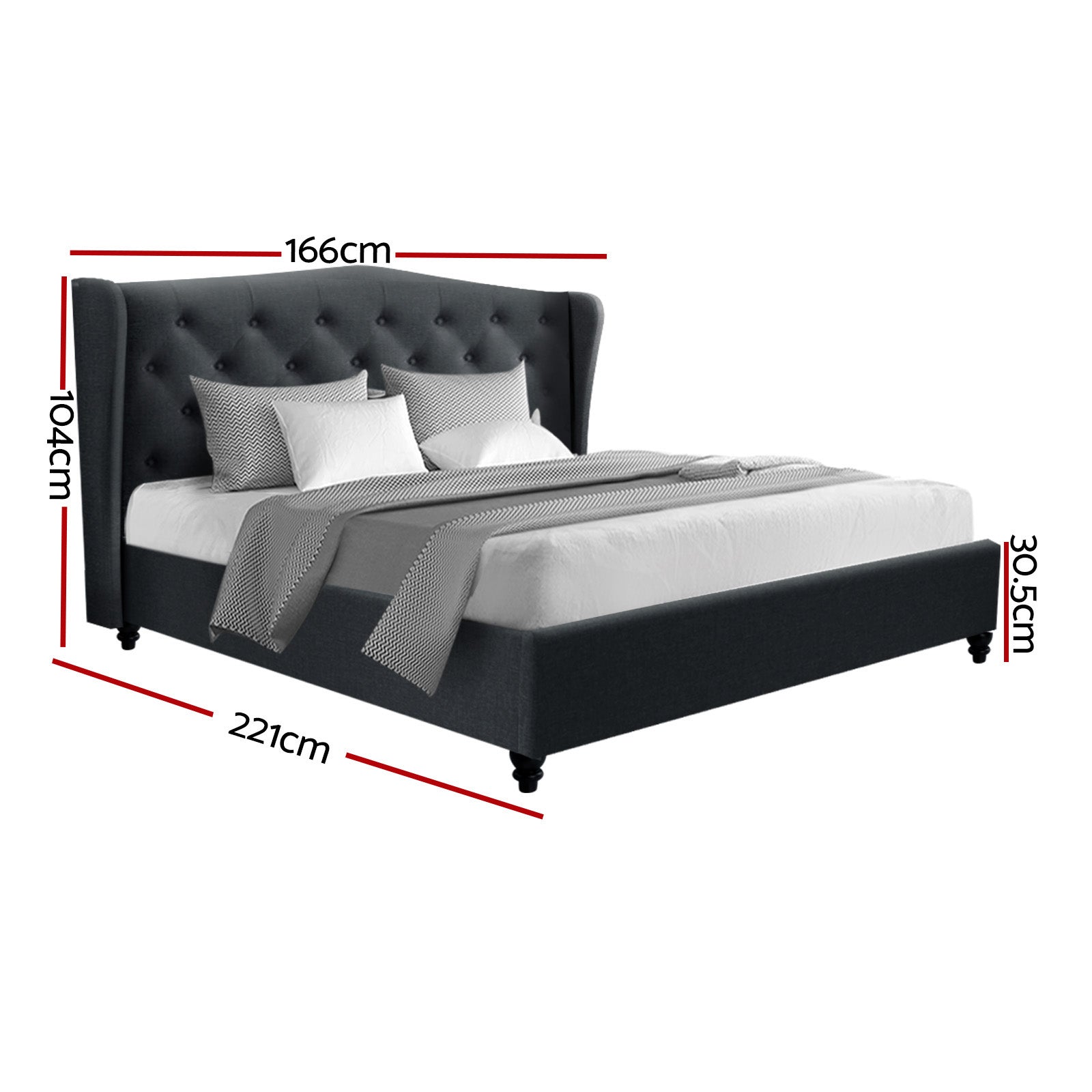 Beds & Bed Frames: Artiss Bed Frame Queen Size Charcoal PIER