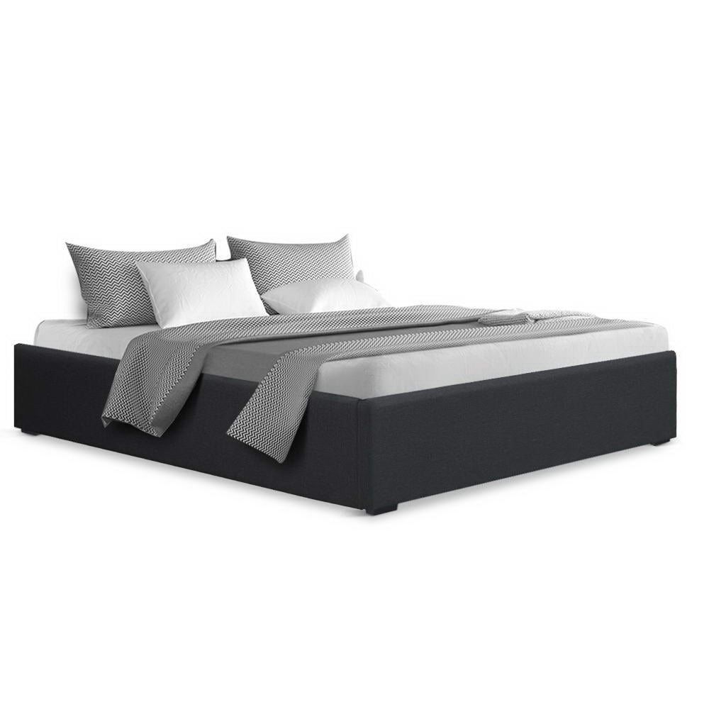 Beds & Bed Frames: Artiss Bed Frame Double Size Gas Lift Base Charcoal TOKI