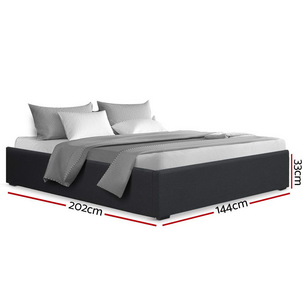 Beds & Bed Frames: Artiss Bed Frame Double Size Gas Lift Base Charcoal TOKI
