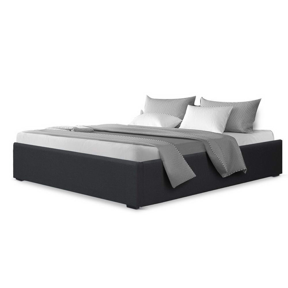 Beds & Bed Frames: Artiss Bed Frame Double Size Gas Lift Base Charcoal TOKI
