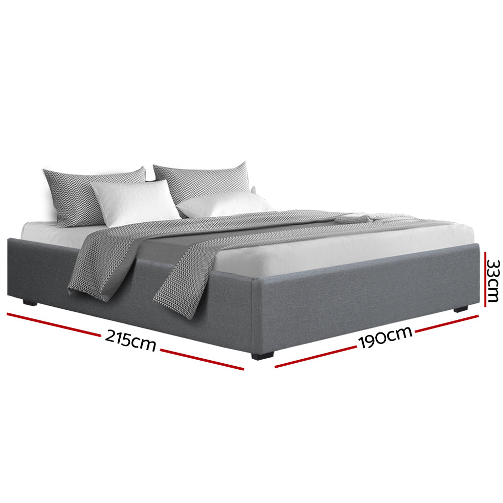 Beds & Bed Frames: Artiss Bed Frame King Size Gas Lift Base Grey TOKI
